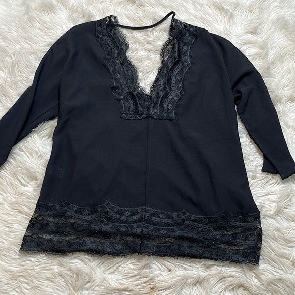 Charming Charlie black size small blouse with lace detail - Picture 6 of 7